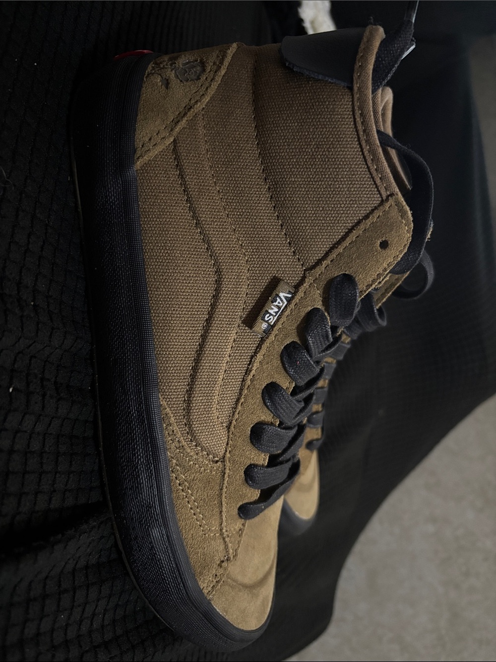 Vans Men’s Brown Canvas High-Top Sneakers with Black Sole